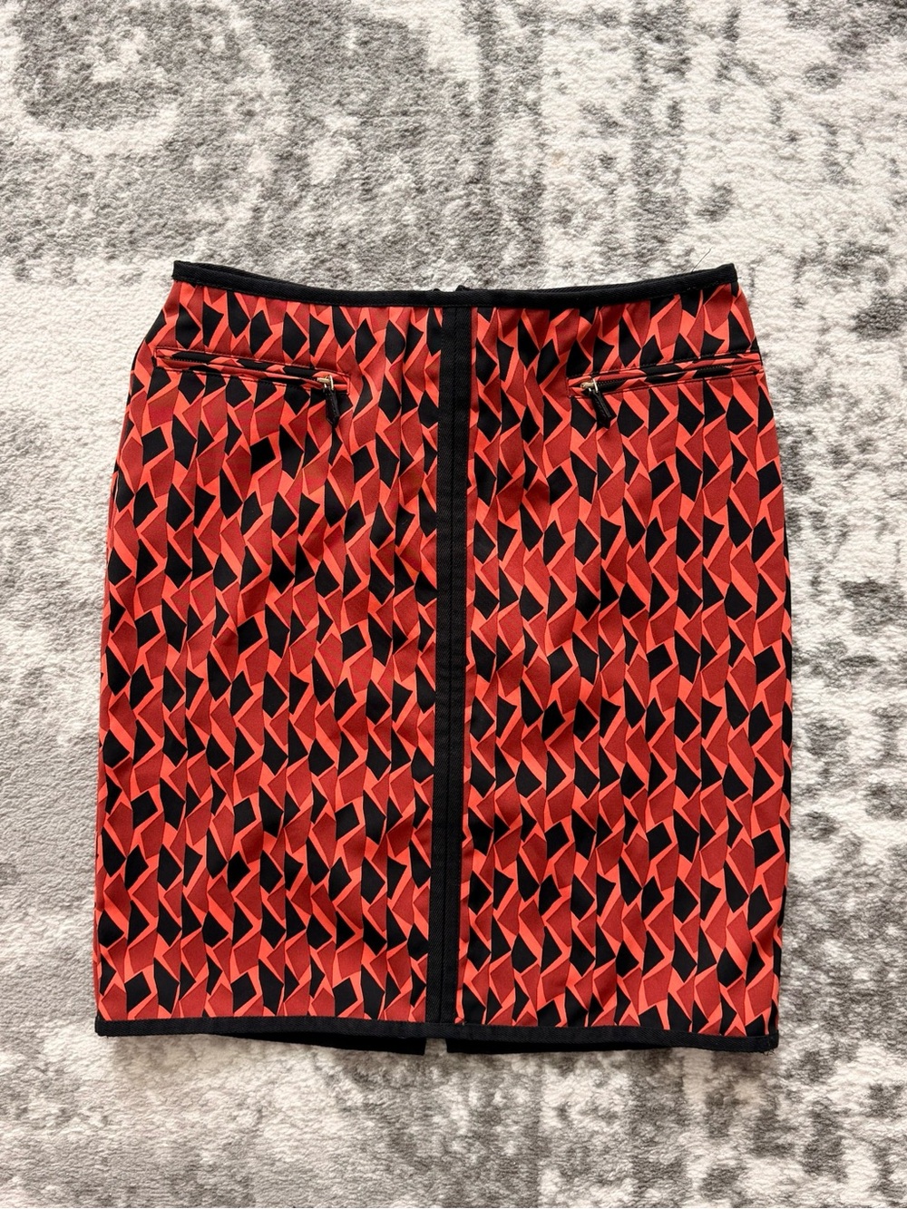 Missoni Red and Black Geometric Pencil Skirt